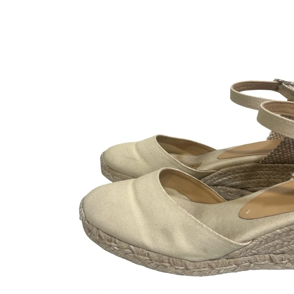 Castaner Cream Espadrille Wedge Sandals with Ankle Strap 40 US 9